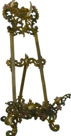 Casa Padrino Jugendstil Staffelei Antik Braun Rostoptik / Mehrfarbig H. 59 cm - Gusseisen Staffelei mit ausklappbarem Ständer
