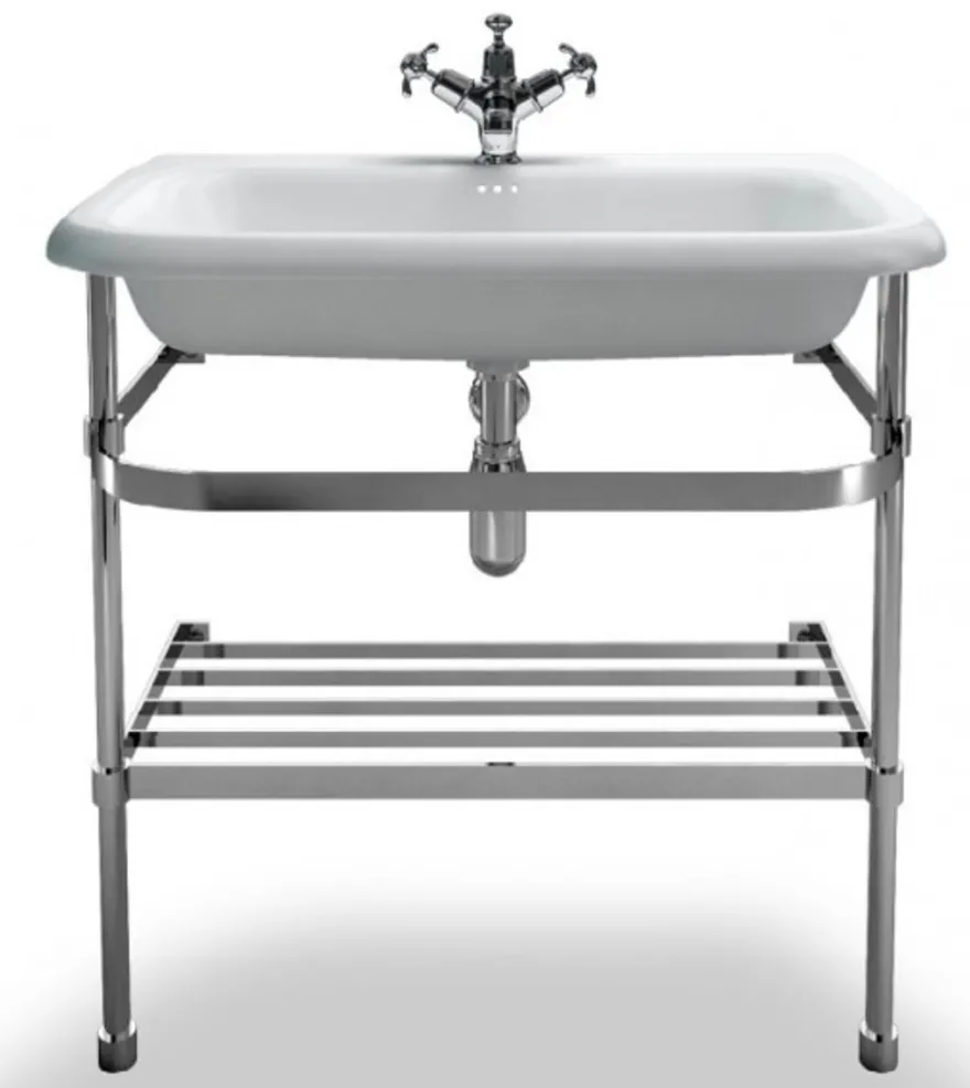 Casa Padrino Jugendstil Stand Waschtisch Naturstein Weiß / Edelstahl B 75cm - Art Deco Waschbecken Barock Antik Stil