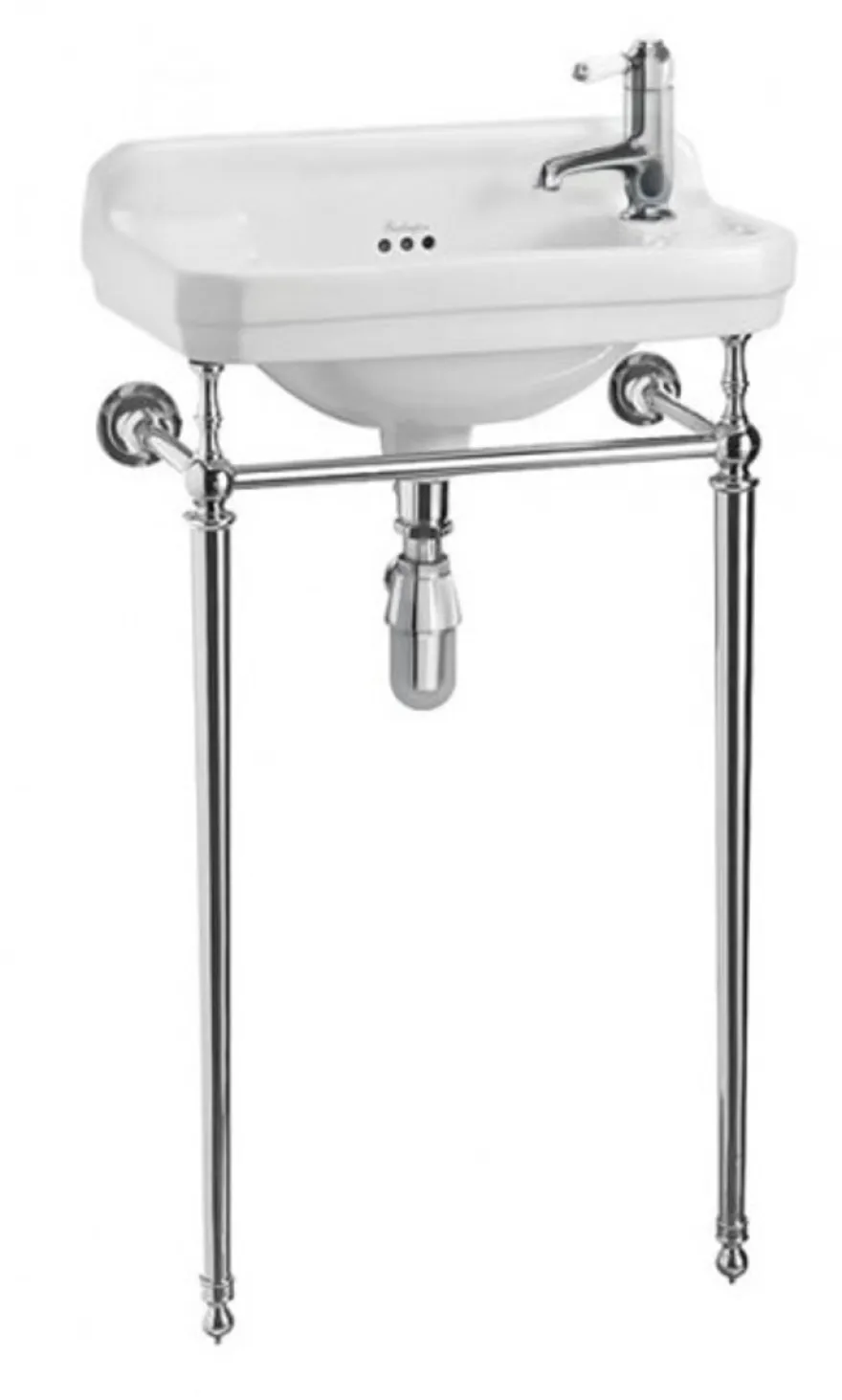 Casa Padrino Jugendstil Stand Gäste WC Waschtisch Weiß / Chrom B 51cm - Art Deco Waschbecken Barock Antik Stil