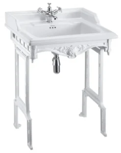 Casa Padrino Jugendstil Stand Waschtisch in Weiß - Edles Waschbecken aus Porzellan und Aluminium - 890 x 650 x 575 mm