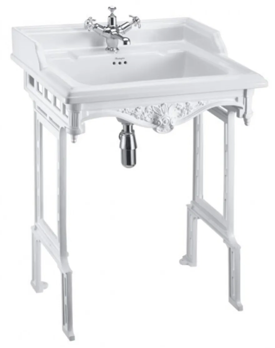 Casa Padrino Jugendstil Stand Waschtisch in Weiß - Edles Waschbecken aus Porzellan und Aluminium - 890 x 650 x 575 mm