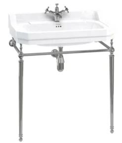 Casa Padrino Jugendstil Stand Waschtisch Weiß / Chrom B 80cm Mod5 - Art Deco Waschbecken Barock Antik Stil