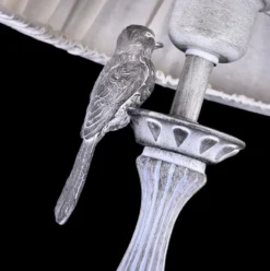 Casa Padrino Jugendstil Stehleuchte in Antik Weiß, Ø 40 x H. 164 cm - Elegante Metall Stehlampe mit Leinen-Lampenschirm