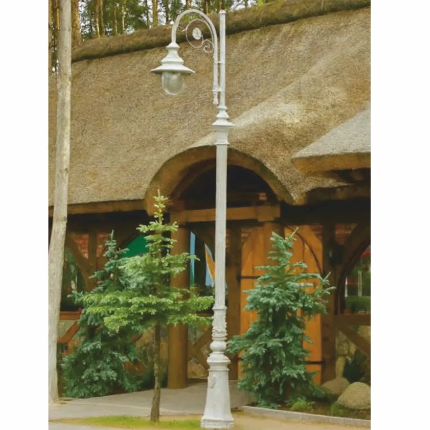 Casa Padrino Jugendstil Straßenlaterne / Gartenlaterne Weiß - Außenbeleuchtung