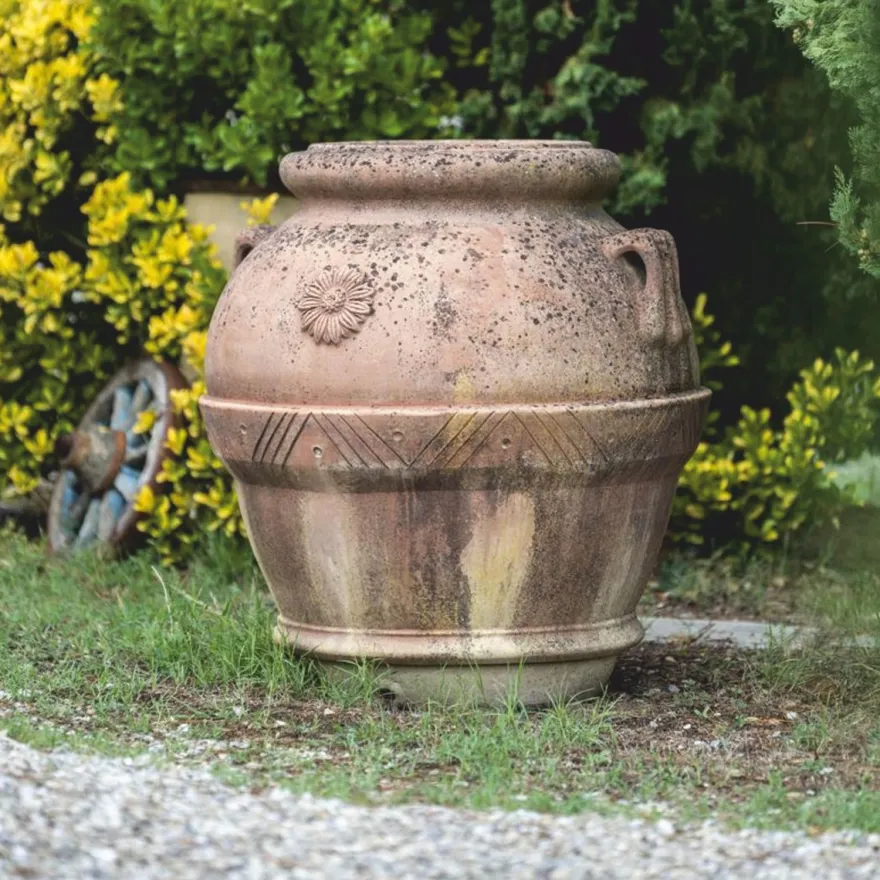 Casa Padrino Jugendstil Terrakotta Blumentopf Beige H. 95 cm - Made in Italy