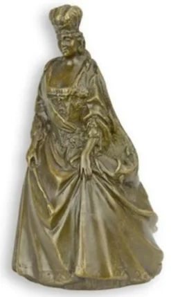 Casa Padrino Jugendstil Tischglocke Queen Bronze / Gold 5,9 x 5,2 x H. 9,4 cm - Tischklingel Service Glocke aus Bronze - Hotel & Gastronomie Accessoires
