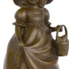 Casa Padrino Jugendstil Tischglocke Mädchen mit Korb Bronze / Gold 7,1 x 6,5 x H. 12,4 cm - Tischklingel Service Glocke aus Bronze - Hotel & Gastronomie Accessoires