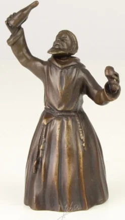Casa Padrino Jugendstil Tischglocke Mönch Bronze / Gold 6,9 x 5,1 x H. 11,6 cm - Tischklingel Service Glocke aus Bronze - Hotel & Gastronomie Accessoires