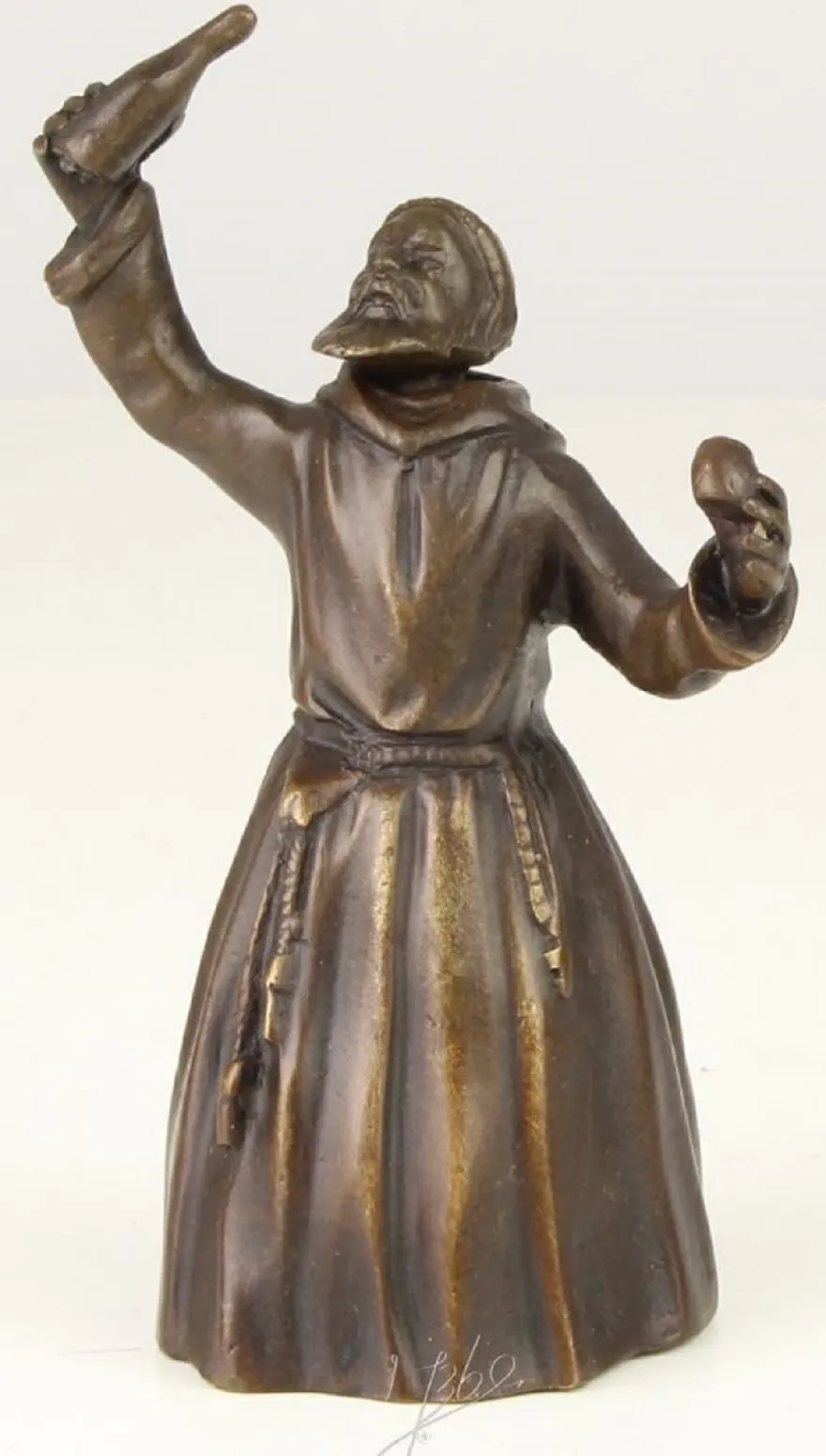 Casa Padrino Jugendstil Tischglocke Mönch Bronze / Gold 6,9 x 5,1 x H. 11,6 cm - Tischklingel Service Glocke aus Bronze - Hotel & Gastronomie Accessoires