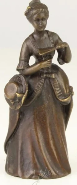 Casa Padrino Jugendstil Tischglocke Dame Bronze / Gold 4,1 x 3,9 x H. 10,6 cm - Tischklingel Service Glocke - Hotel & Gastronomie Accessoires