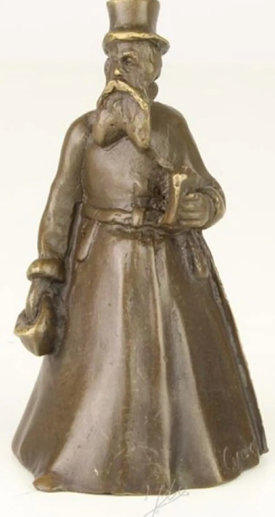 Casa Padrino Jugendstil Tischglocke Gentleman Bronze / Gold 5,5 x 5,5 x H. 9,9 cm - Tischklingel Service Glocke - Hotel & Gastronomie Accessoires