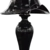 Casa Padrino Jugendstil Tischleuchte Schwarz Ø 20 cm - Elegante Metall Schreibtischleuchte - Barock & Jugendstil Leuchten