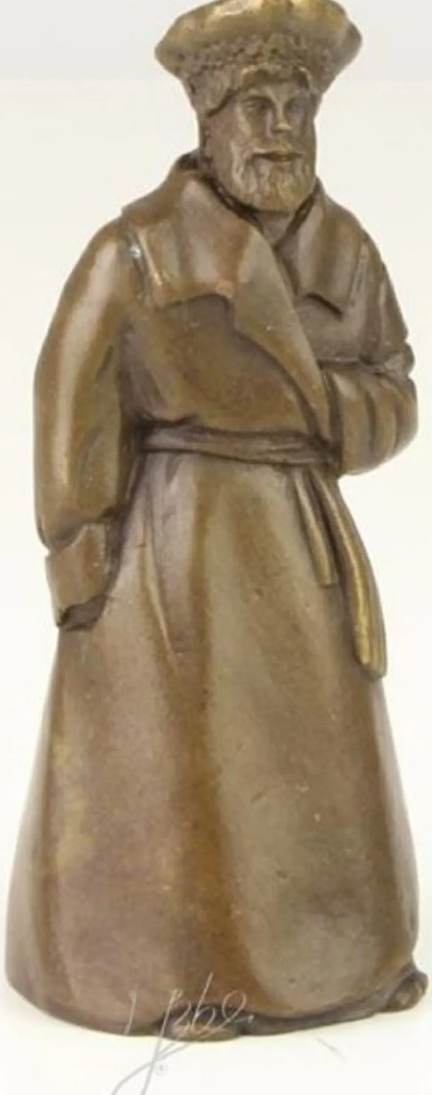 Casa Padrino Jugendstil Tischglocke Mann mit Hut Bronze / Gold 4 x 3,9 x H. 9,7 cm - Tischklingel Service Glocke - Hotel & Gastronomie Accessoires