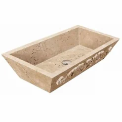 Casa Padrino Jugendstil Travertin Waschbecken Schale Beige 70 cm - Badezimmer Accessoires
