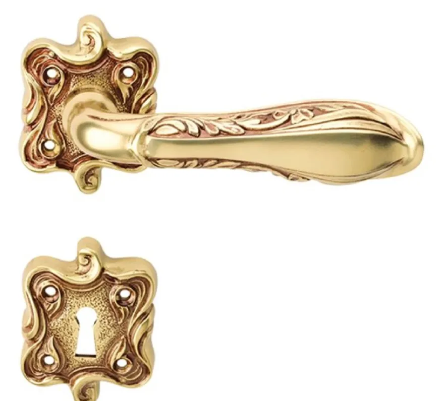 Casa Padrino Jugendstil Türgriff Set Französisches Gold 14,8 x H. 6,8 cm - Barock & Jugendstil Türklinken