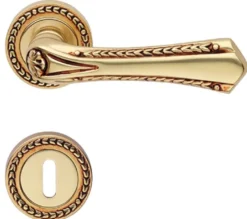 Casa Padrino Jugendstil Türklinken Set Französisches Gold 14,6 x H. 5 cm - Barock & Jugendstil Türgriffe im klassischen Design