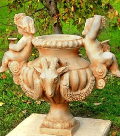 Casa Padrino Jugendstil Vase Beige Ø 58 x H. 69 cm - Elegante Blumenvase - Barock & Jugendstil Garten & Terrassen Deko