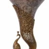 Casa Padrino Jugendstil Vase Pfau Messing / Porzellan 37.5 x H 72 cm - Barock Rokoko Home Deko