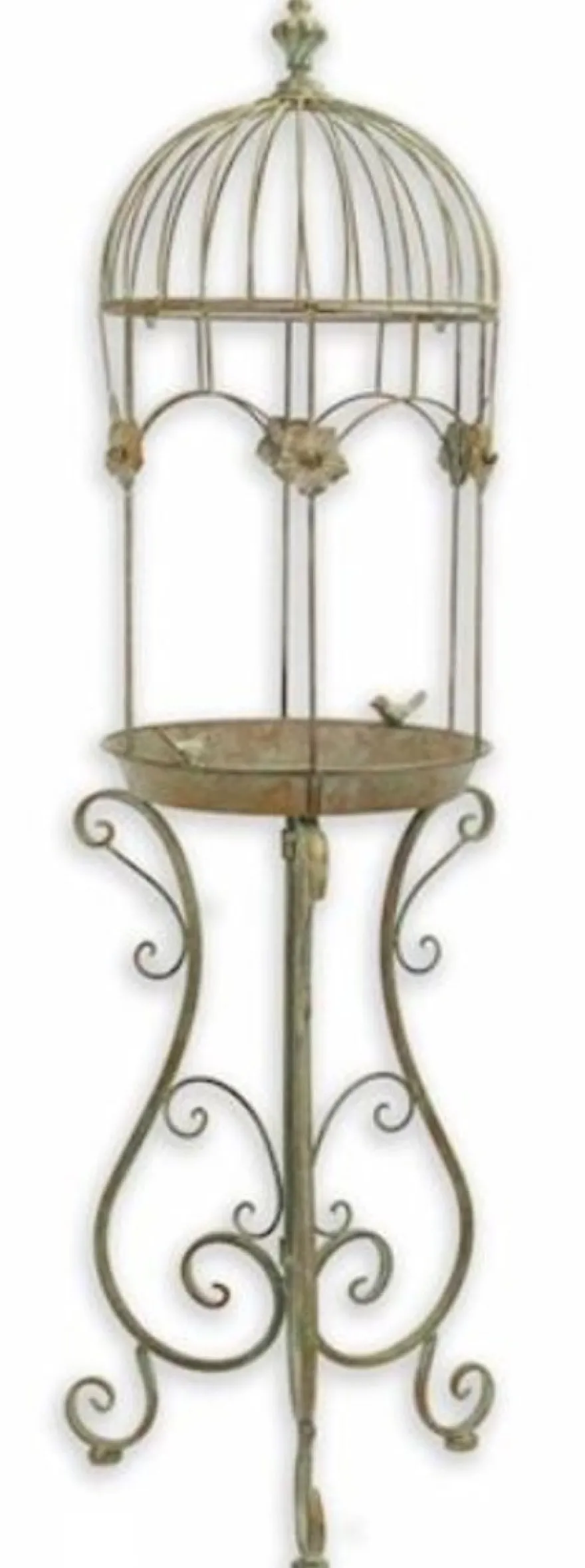 Casa Padrino Jugendstil Vogelbad Antik Grün 38,5 x 38,3 x H. 128 cm - Metall Vogeltränke - Garten & Terrassen Deko Accessoires