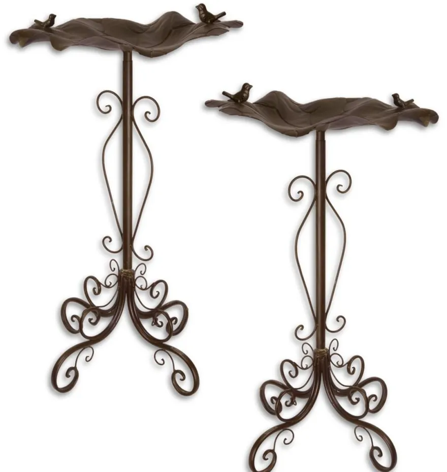 Casa Padrino Jugendstil Vogelbad 2er Set Braun 48,8 x 47,2 x H. 84,1 cm - Garten Deko