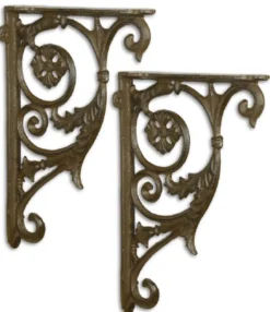 Casa Padrino Jugendstil Wandhalter Set Antik Braun 18 x H. 26,6 cm - Barock & Jugendstil Wanddeko Accessoires