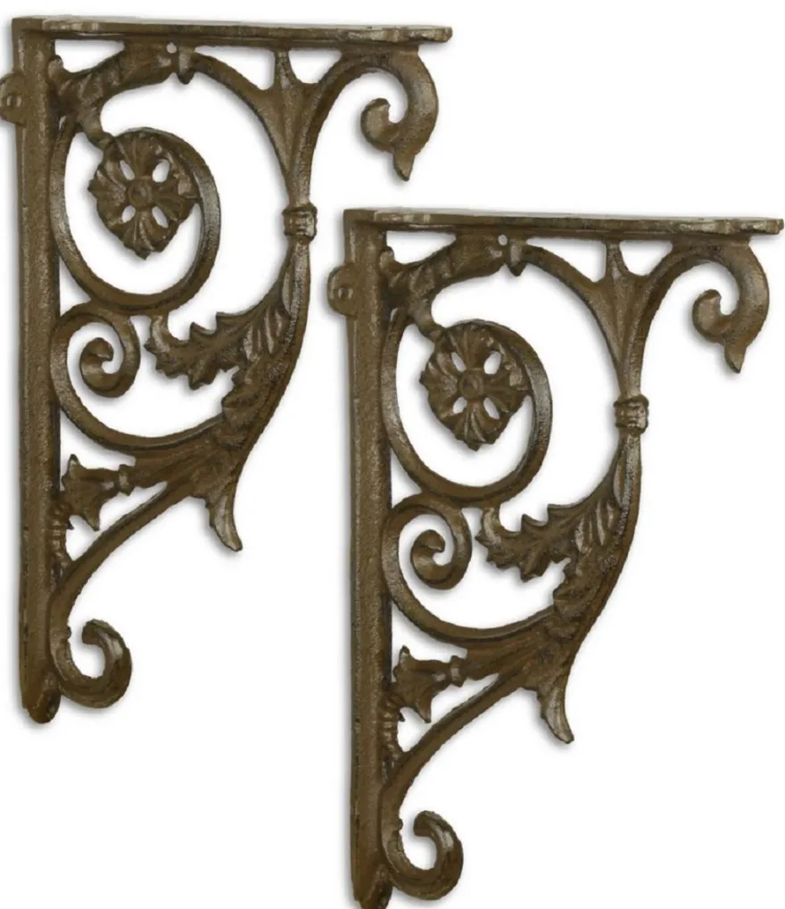 Casa Padrino Jugendstil Wandhalter Set Antik Braun 18 x H. 26,6 cm - Barock & Jugendstil Wanddeko Accessoires