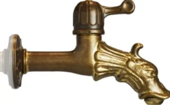 Casa Padrino Jugendstil Wandbrunnen Grau / Antik Messing H. 122 cm