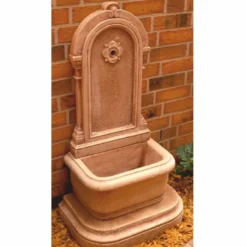 Casa Padrino Jugendstil Wandbrunnen Antik Creme Braun H. 113 cm - Brunnen Gartenbrunnen Steinbrunnen