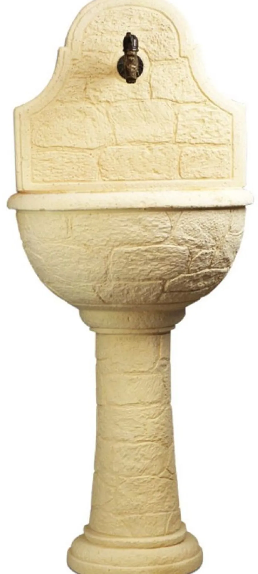 Casa Padrino Jugendstil Wandbrunnen Sandfarben / Antik Messing H. 122 cm