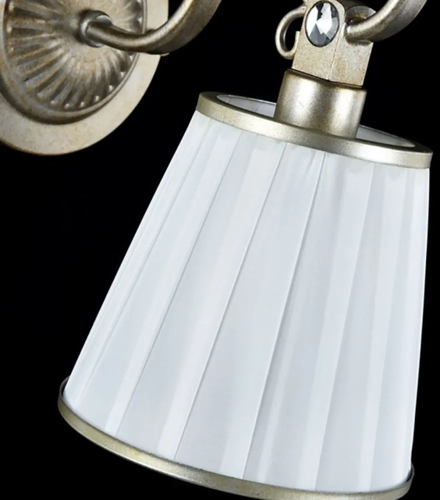 Casa Padrino Jugendstil Wandlampe in Silbergold und Weiß 14 x 24 x H. 27 cm - Art Deko Leuchte