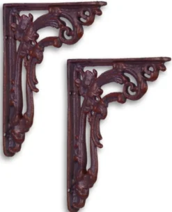 Casa Padrino Jugendstil Wandhalter Set Antik Rotbraun 14,7 x H. 19,4 cm - Barock & Jugendstil Wanddeko Accessoires