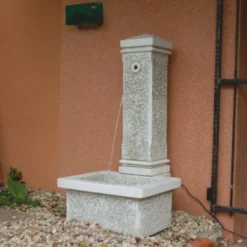 Casa Padrino Jugendstil Wandbrunnen Weiß / Grau H. 120 cm - Garten Deko Brunnen