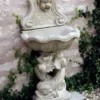 Casa Padrino Jugendstil Wandbrunnen Antik Stil Weißgrau 43 x 60 x H. 125 cm - Eleganter Gartenbrunnen - Gartendeko Stein Brunnen - Barock & Jugendstil Garten Deko Accessoires