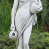 Casa Padrino Jugendstil Wasserspeier Skulptur Frau mit Krügen Grau H. 140 cm - Elegante Wasserspeier Stein Figur - Barock & Jugendstil Garten Deko Accessoires