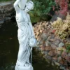 Casa Padrino Jugendstil Wasserspeier Skulptur Frau mit Vase und Krug Grau H. 135 cm - Elegante Wasserspeier Stein Figur - Barock & Jugendstil Garten Deko Accessoires