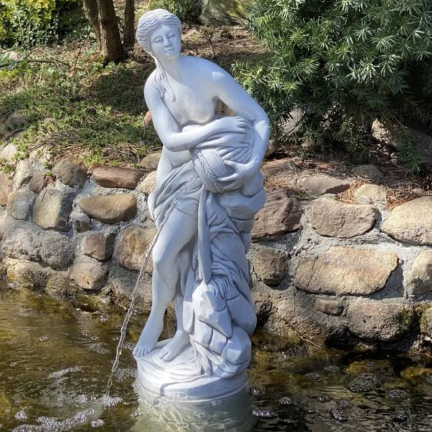 Casa Padrino Jugendstil Wasserspeier Skulptur Frau Grau H. 78 cm