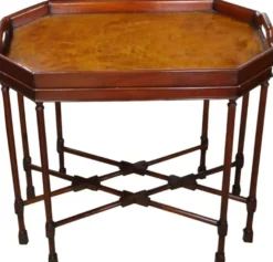 Casa Padrino Kaffeetisch Bartisch Octagon aus Walnussholz Braun, H 60 cm, B 67 cm, T 40 cm - Jugendstil Tisch - Limited Edition