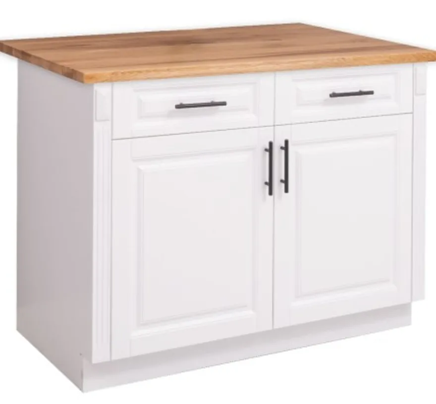 Casa Padrino Küchenschrank im Landhausstil mit 2 Türen, 2 Schubladen und Eichenholzplatte, 114 x 60 x 89 cm