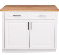 Casa Padrino Küchenschrank im Landhausstil mit 2 Türen, 2 Schubladen und Eichenholzplatte, 114 x 60 x 89 cm