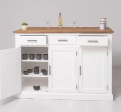 Casa Padrino Küchenschrank im Landhausstil mit Eichenholzplatte, 160 x 110 x 110 cm