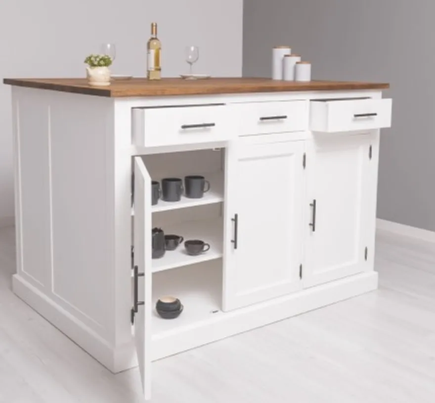 Casa Padrino Küchenschrank im Landhausstil mit Eichenholzplatte, 160 x 110 x 110 cm