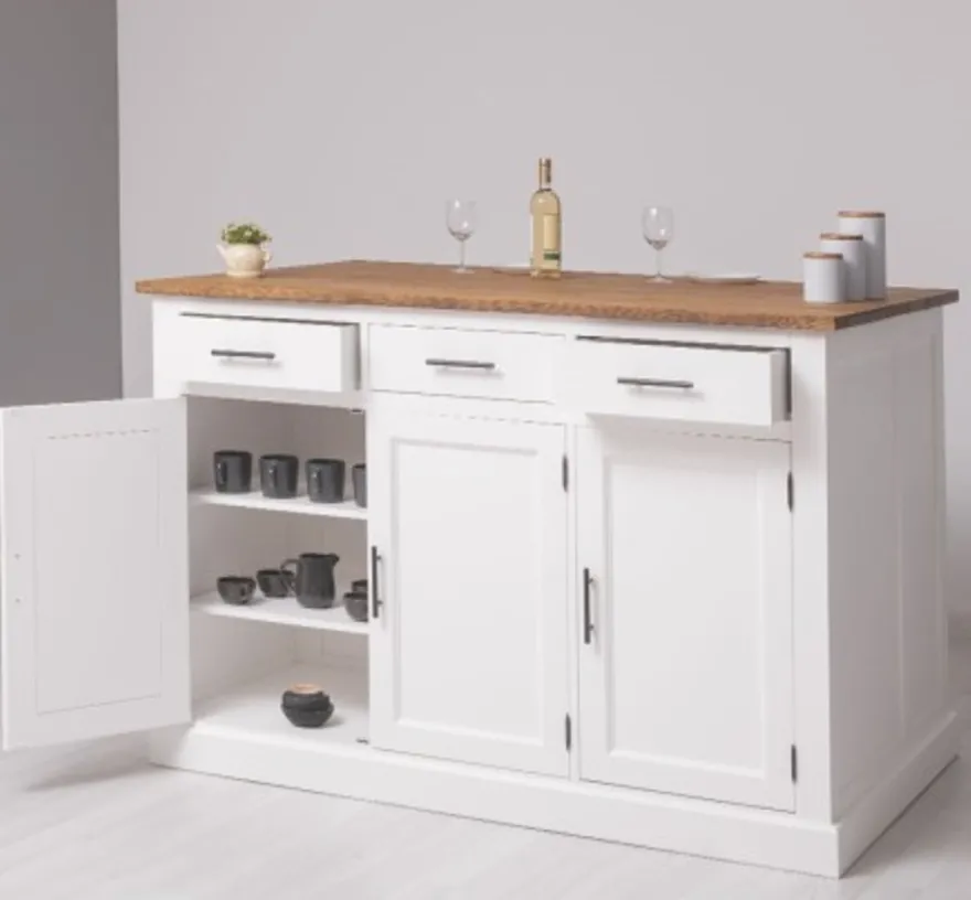 Casa Padrino Küchenschrank im Landhausstil mit Eichenholzplatte, 160 x 110 x 110 cm
