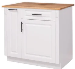 Casa Padrino Küchenschrank im Landhausstil mit 1 Tür, 1 Schublade und Eichenholzplatte, 94 x 60 x 89 cm