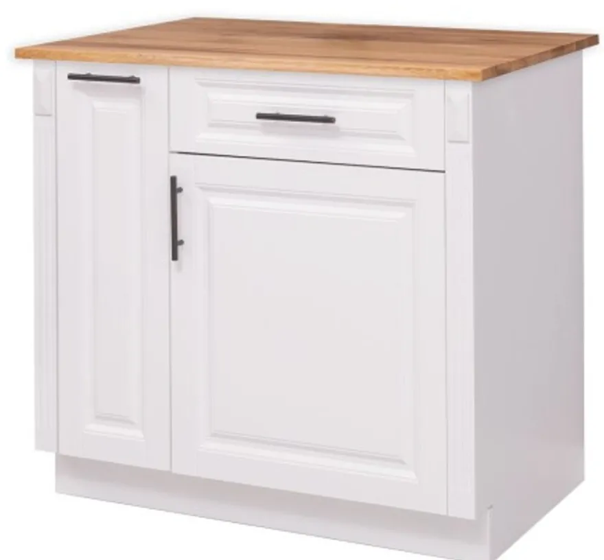 Casa Padrino Küchenschrank im Landhausstil mit 1 Tür, 1 Schublade und Eichenholzplatte, 94 x 60 x 89 cm