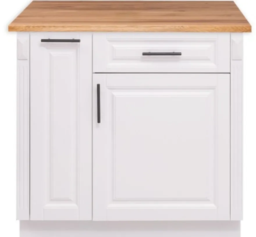 Casa Padrino Küchenschrank im Landhausstil mit 1 Tür, 1 Schublade und Eichenholzplatte, 94 x 60 x 89 cm