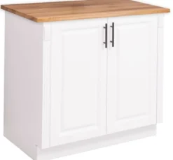 Casa Padrino Küchenschrank im Landhausstil mit 1 Tür, 1 Schublade und Eichenholzplatte, 94 x 60 x 89 cm
