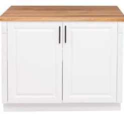 Casa Padrino Küchenschrank im Landhausstil mit 2 Türen und Eichenholzplatte, 114 x 60 x 89 cm