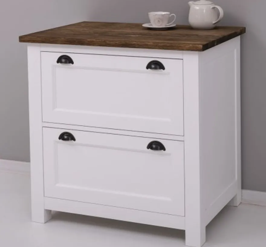Casa Padrino Küchenschrank im Landhausstil mit 2 Schubladen und Eichenholzplatte, 92 x 65 x 90 cm