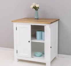 Casa Padrino Küchenschrank im Landhausstil mit 2 Türen und Eichenholzplatte, 86 x 65 x 90 cm