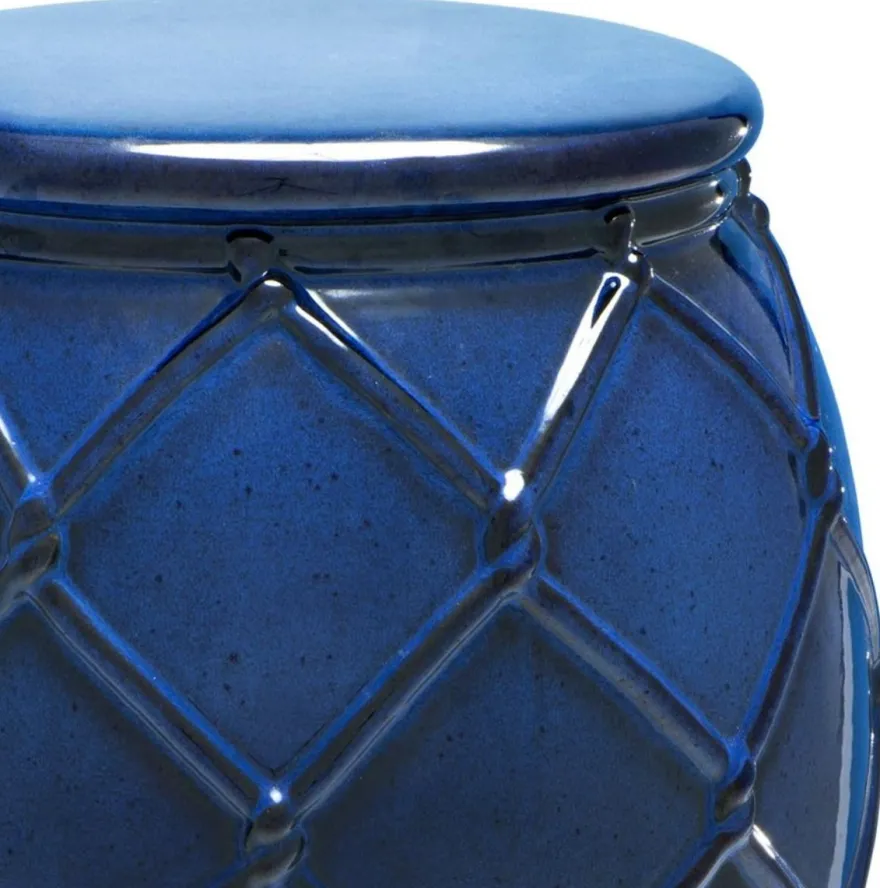 Casa Padrino Keramik Trommel Antik Blau Ø 35 x H. 46 cm - Luxus Kollektion